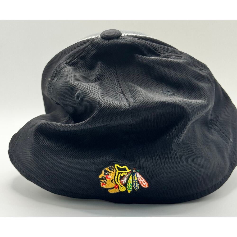 REEBOK Center Ice Sz. L/XL CHICAGO BLACKHAWKS NHL Flex‎ Fitted Black Gray - Picture 4 of 4